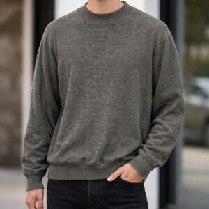 Tricot St Raphael Sweater Men's Size L Mock Neck Tan Cotton Blend Grandpa Casual
